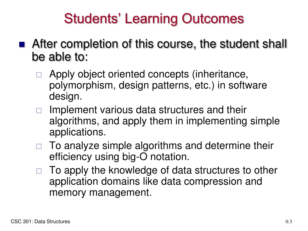 students learning outcomes