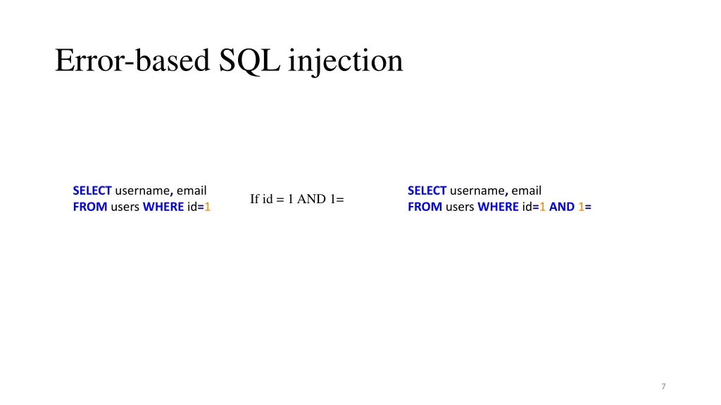 error based sql injection