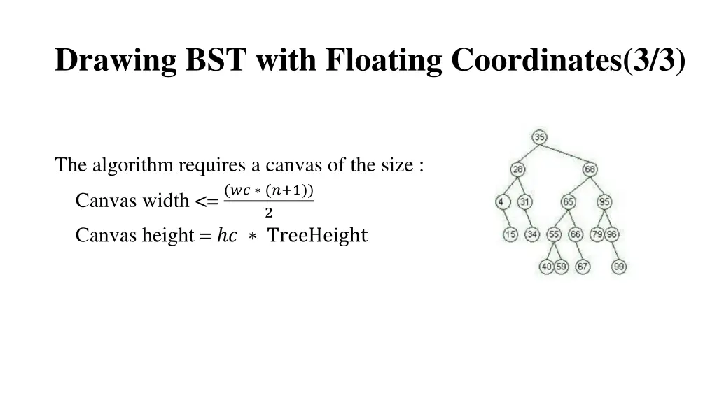 drawing bst with floating coordinates 3 3