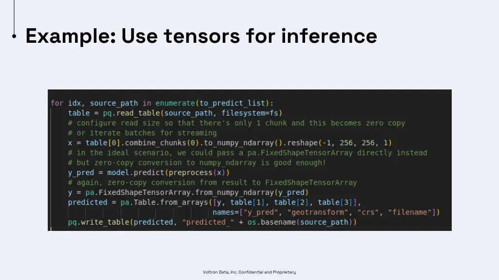 example use tensors for inference