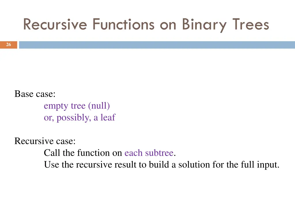 recursive functions on binary trees