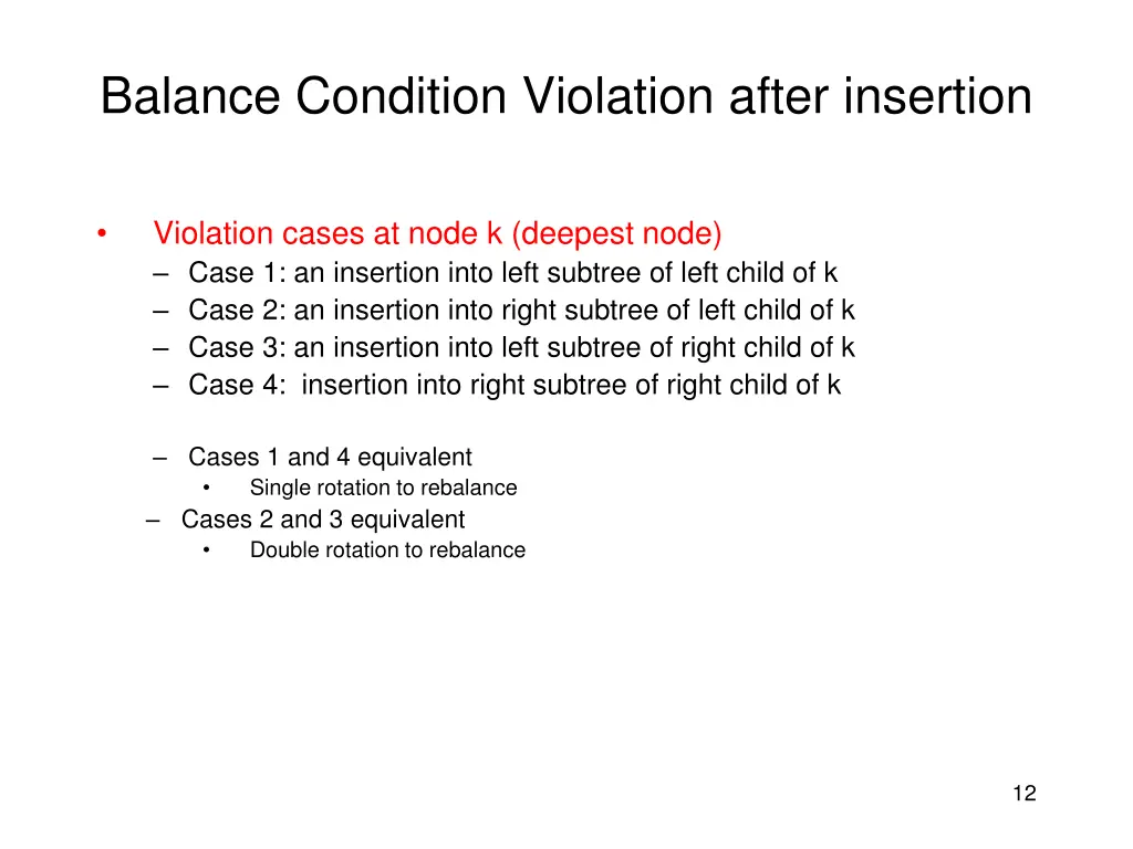 balance condition violation after insertion 1