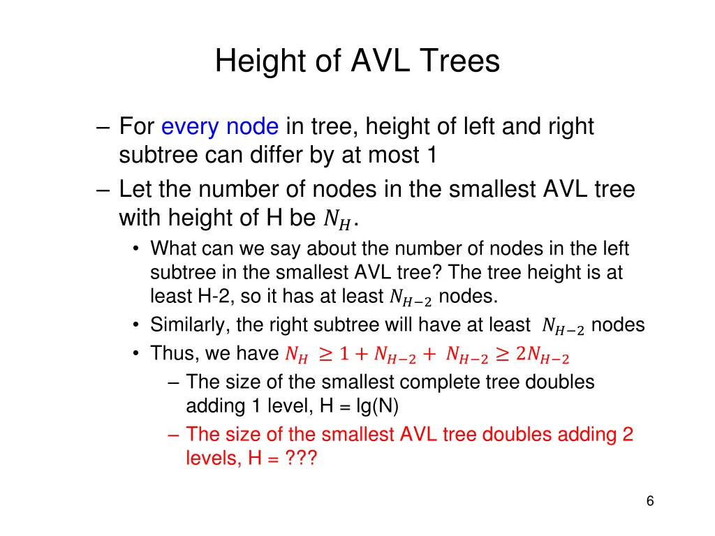 height of avl trees 1