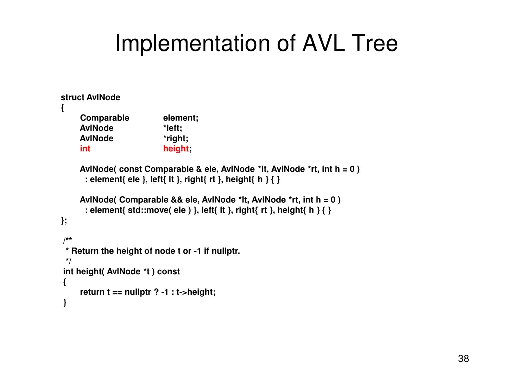 implementation of avl tree