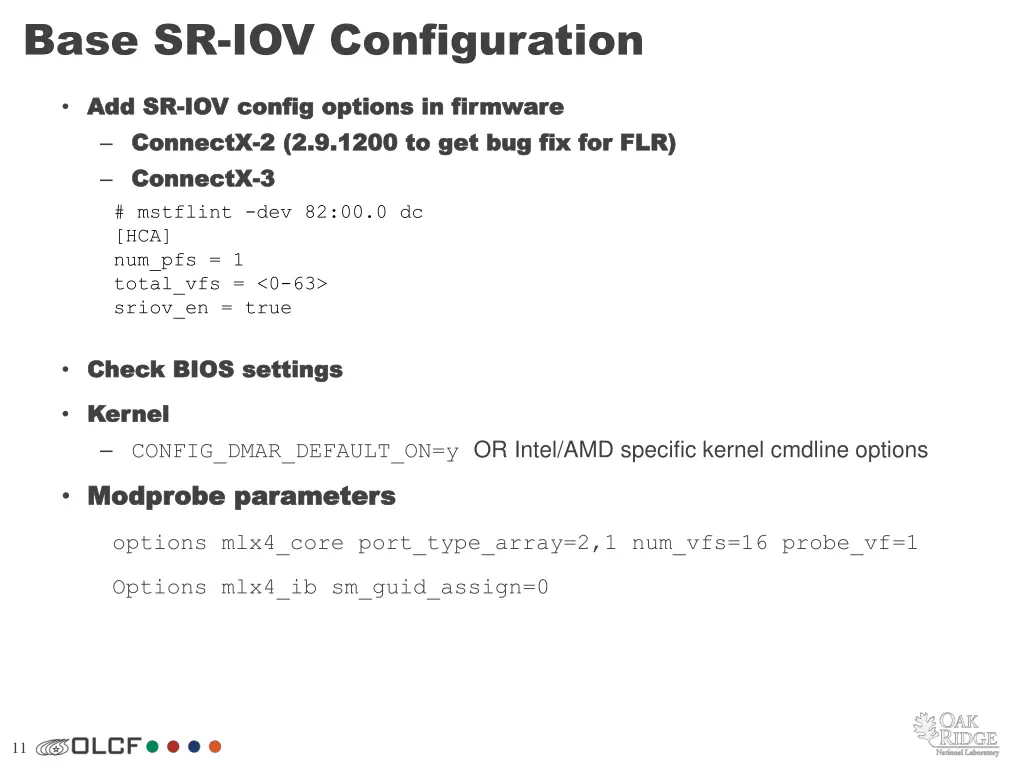 base sr iov configuration
