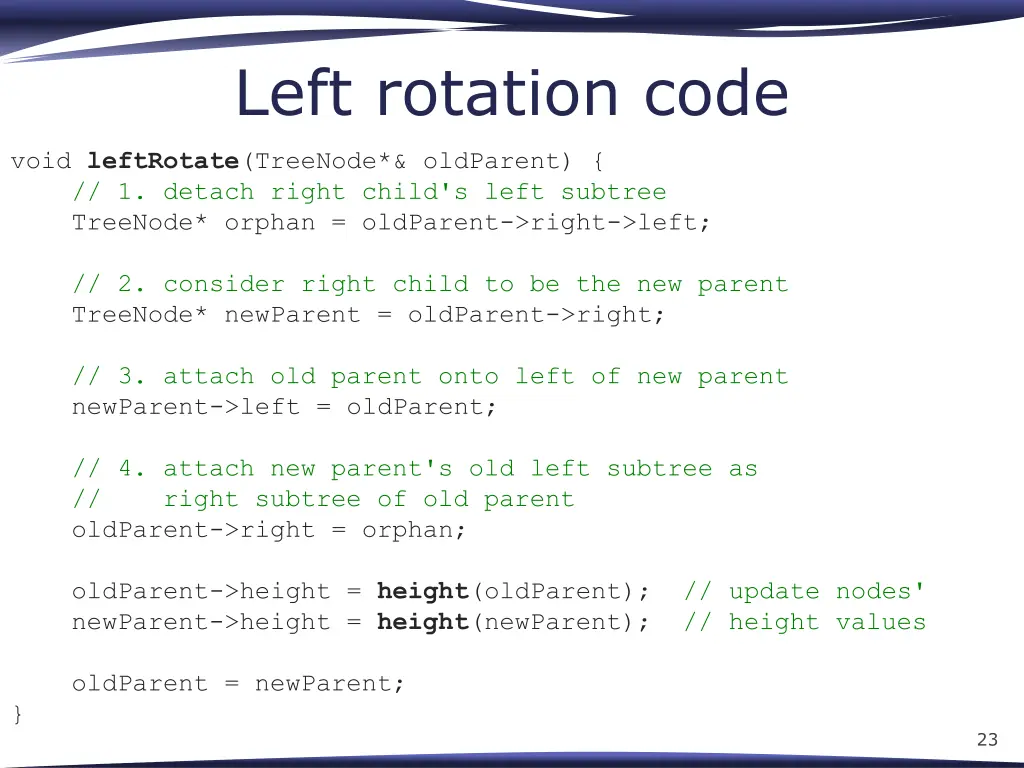 left rotation code