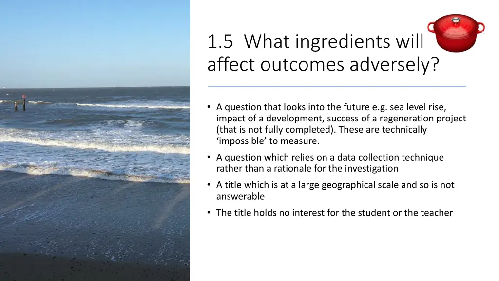 1 5 what ingredients will affect outcomes