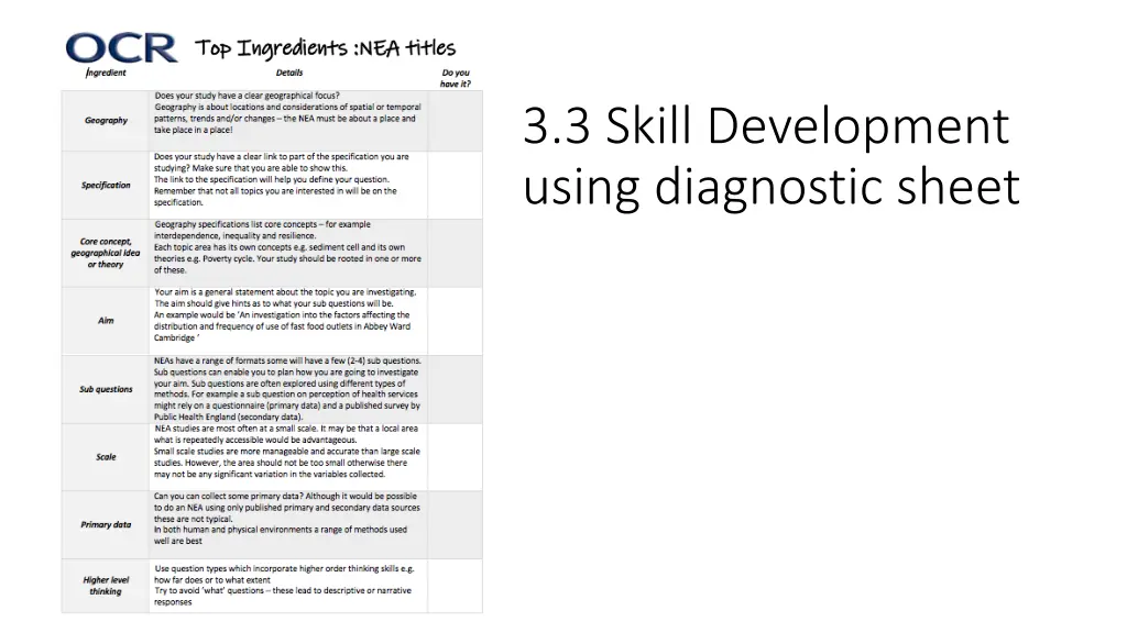 3 3 skill development using diagnostic sheet