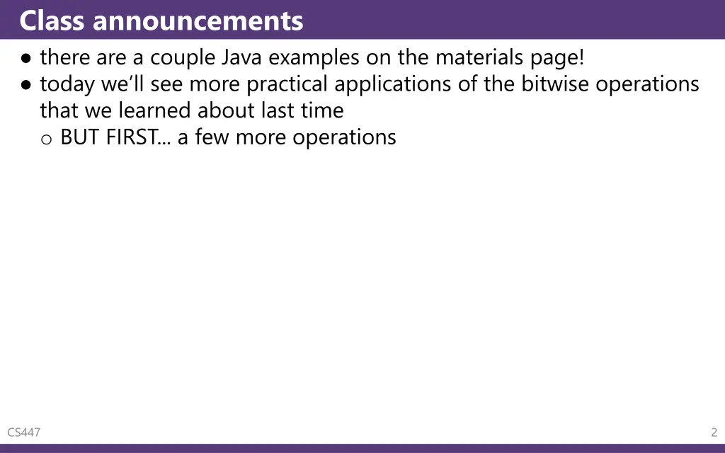 class announcements there are a couple java