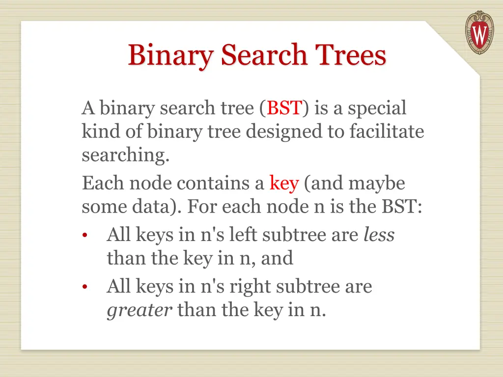 binary search trees