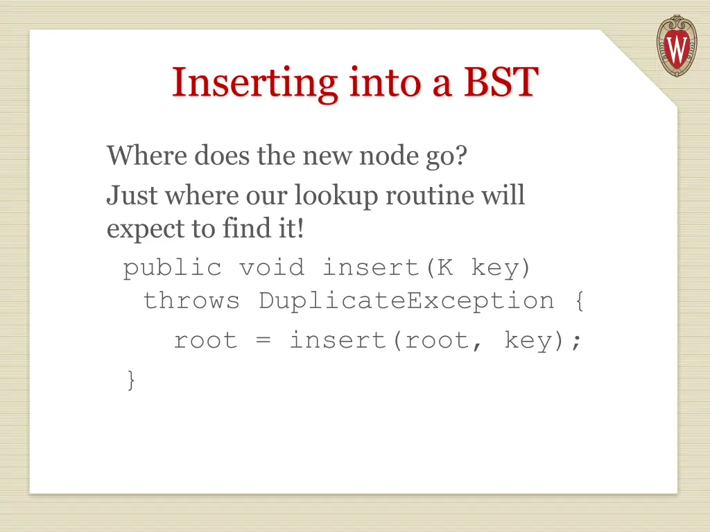 inserting into a bst