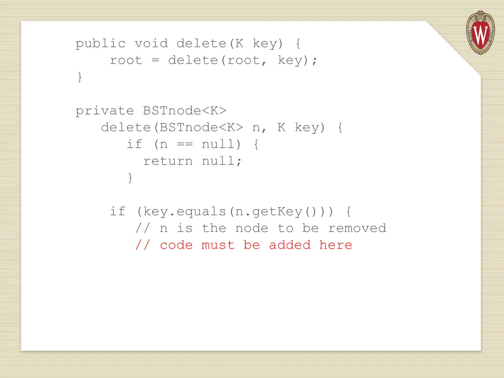 public void delete k key root delete root key