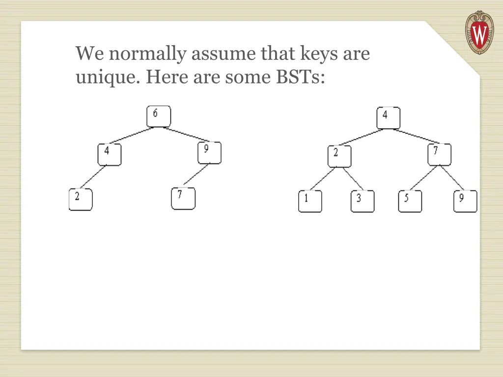 we normally assume that keys are unique here