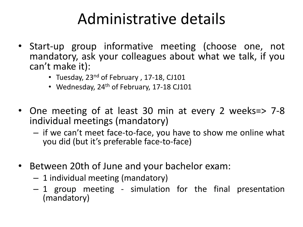 administrative details
