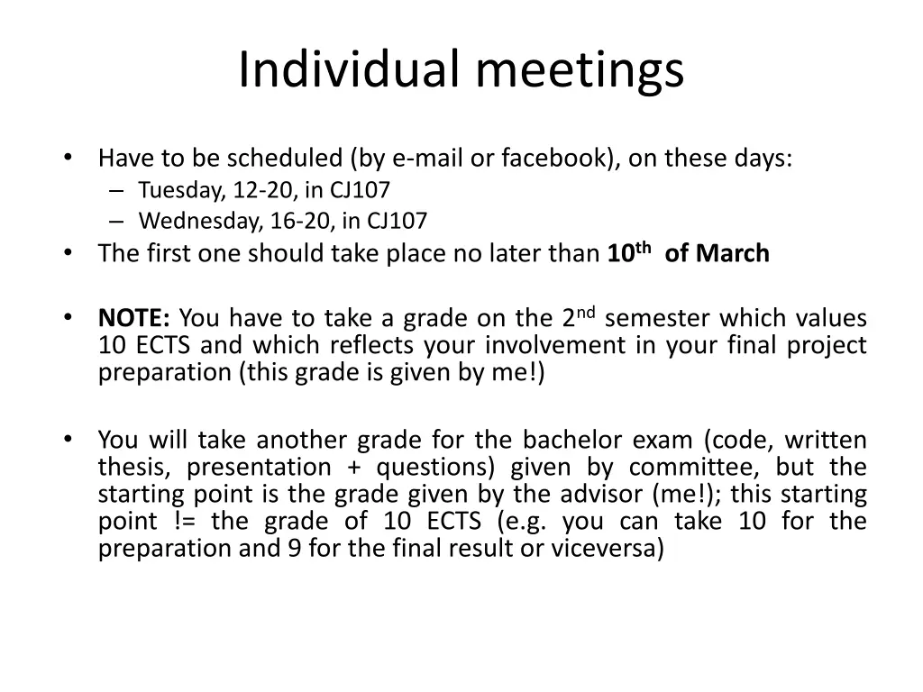 individual meetings