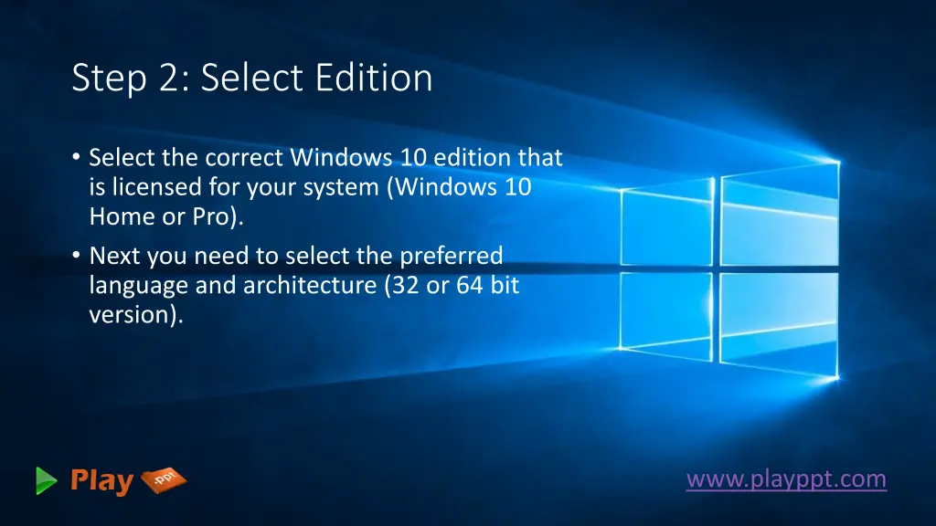 step 2 select edition