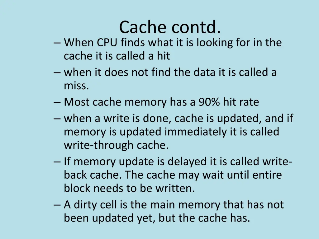 cache contd