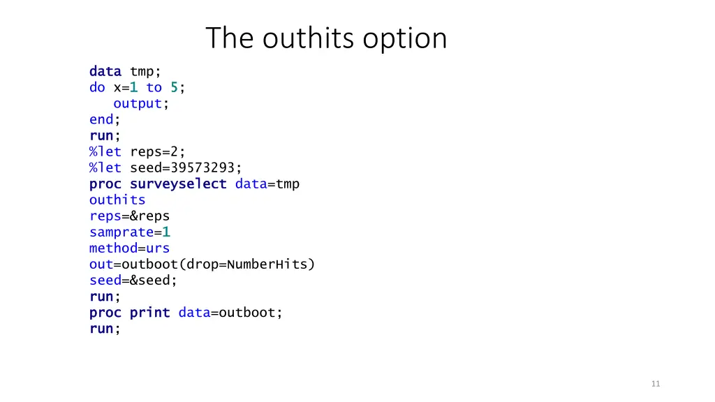 the outhits option