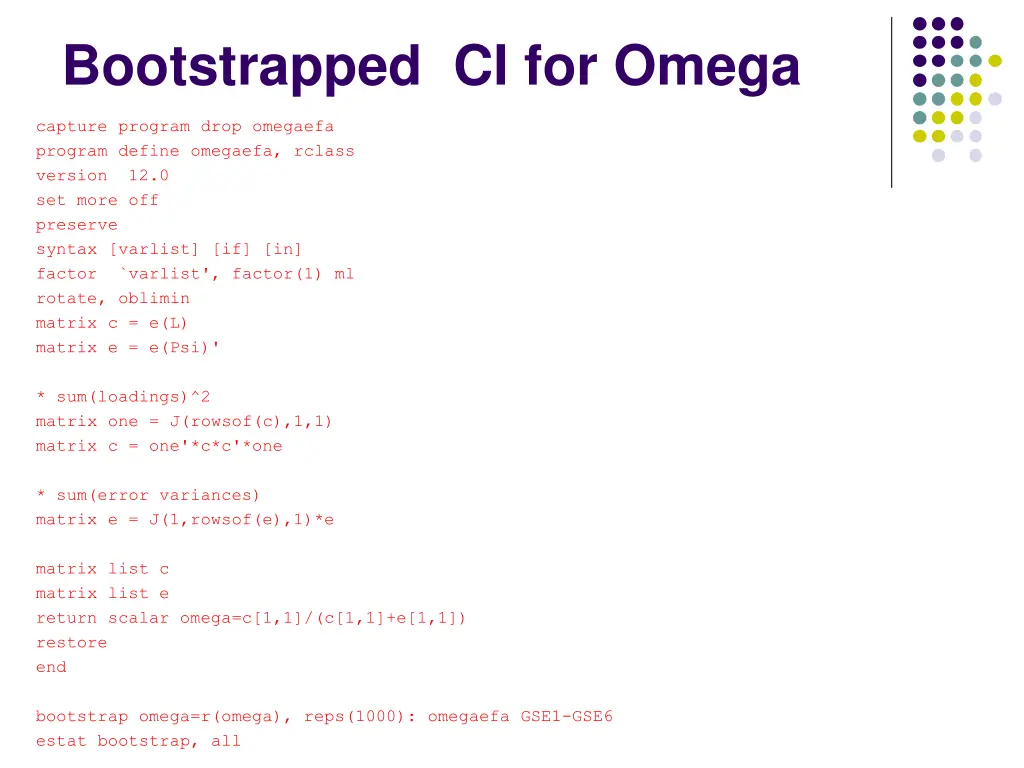 bootstrapped ci for omega