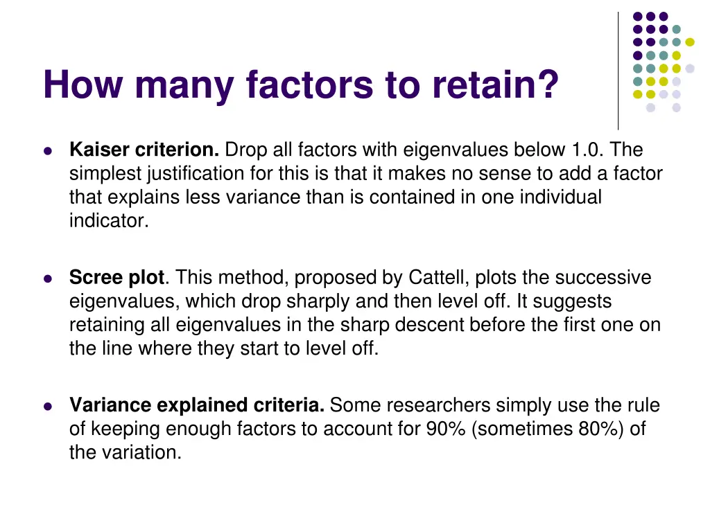 how many factors to retain