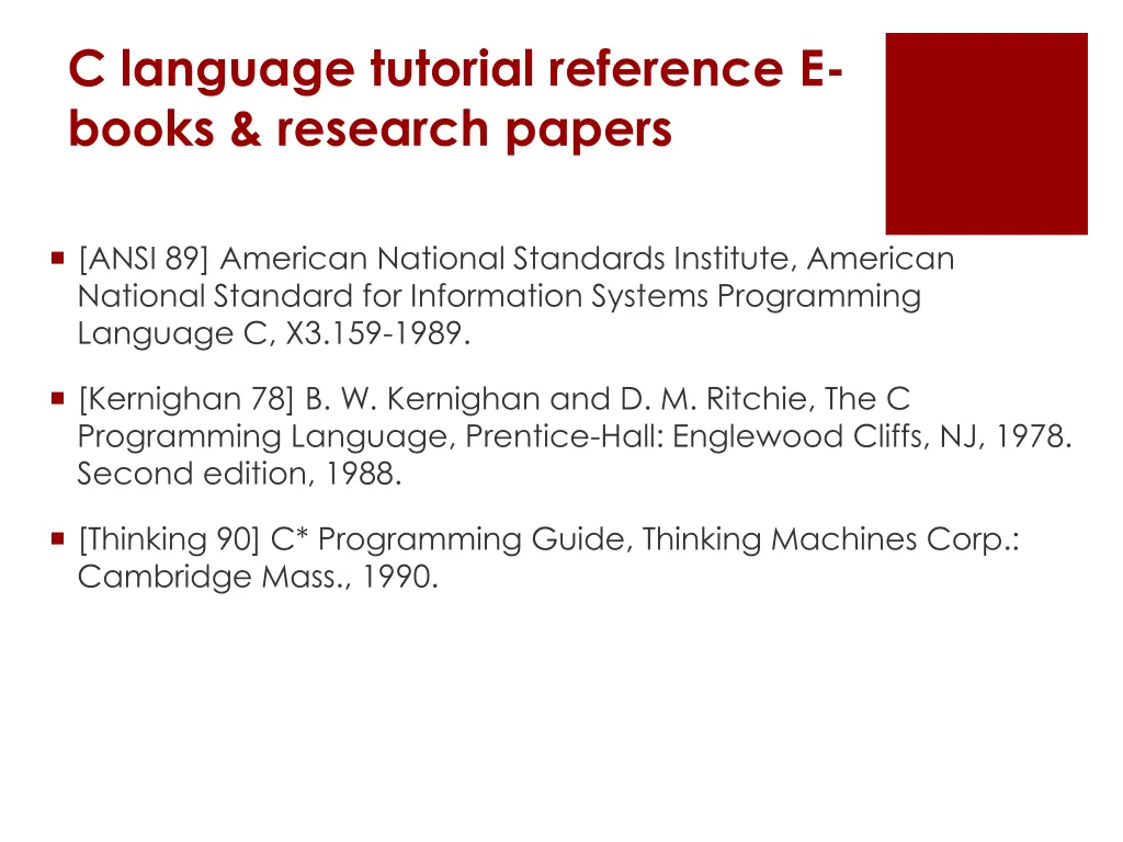 c language tutorial reference e books research