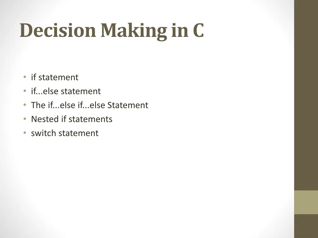 decision making in c
