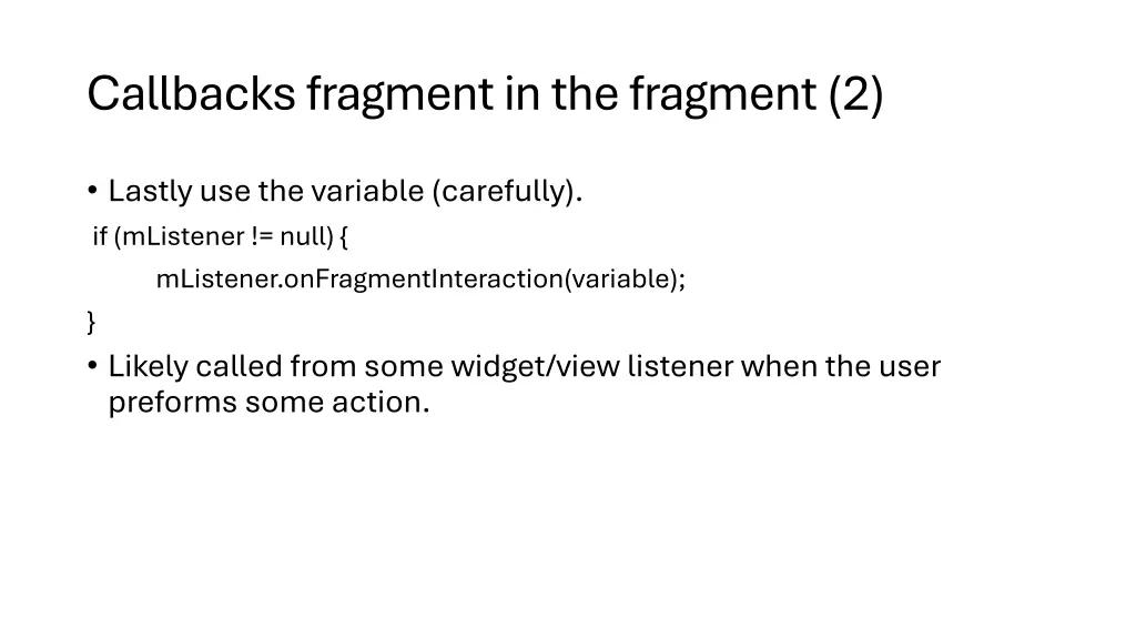 callbacks fragment in the fragment 2