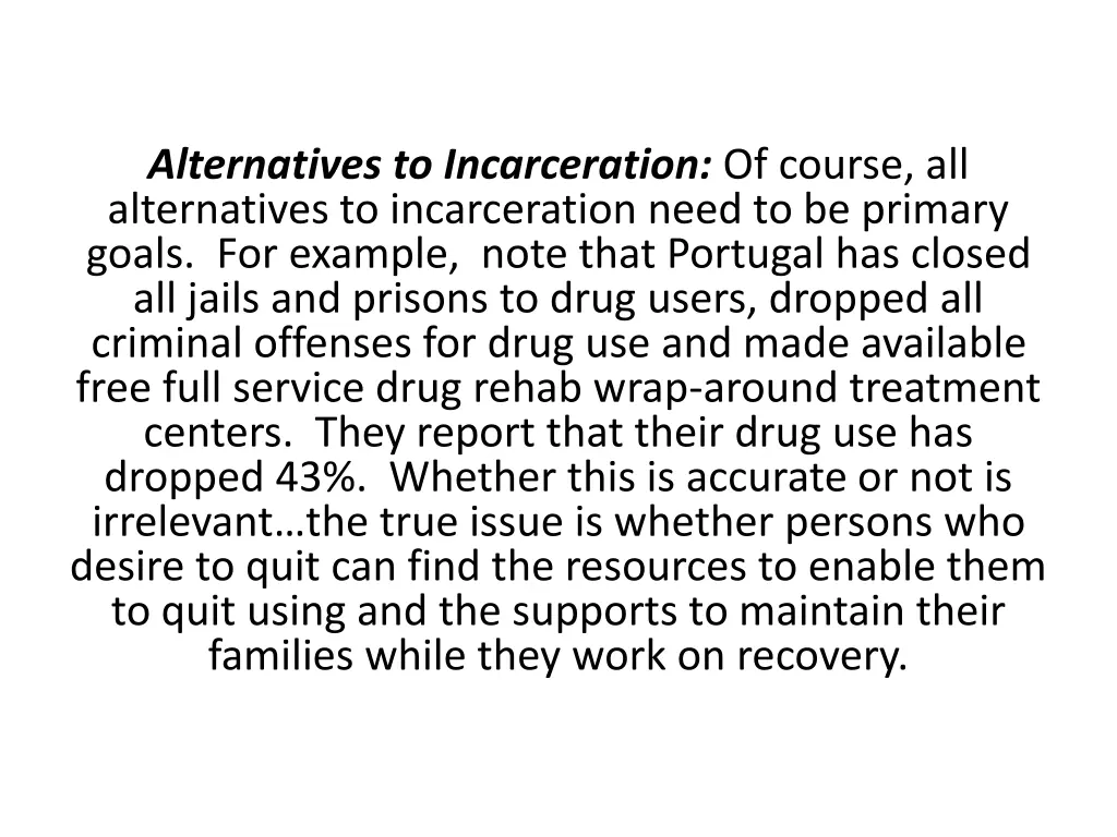 alternatives to incarceration of course