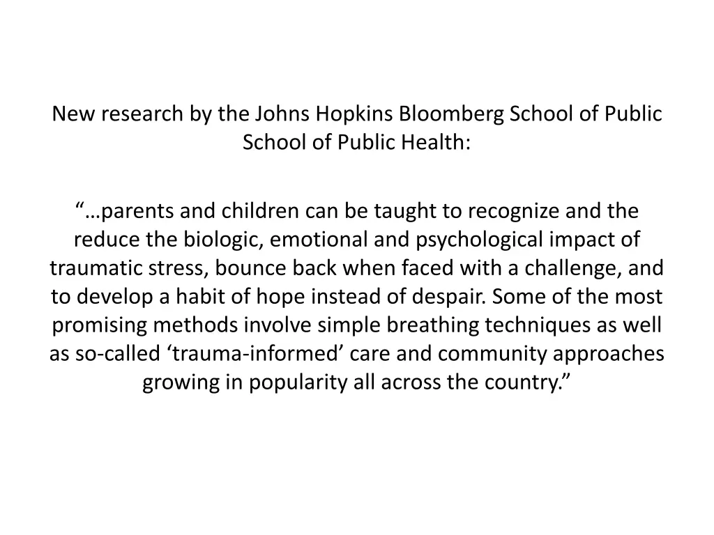 new research by the johns hopkins bloomberg
