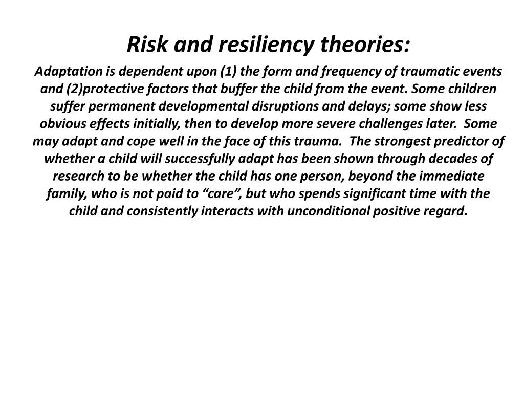 risk and resiliency theories adaptation