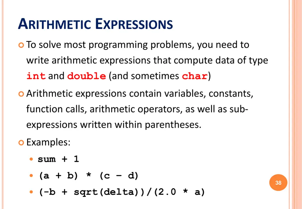 a rithmetic e xpressions
