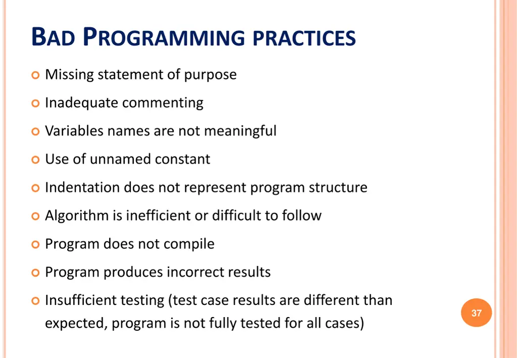 b ad p rogramming practices