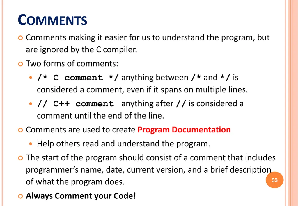 c omments