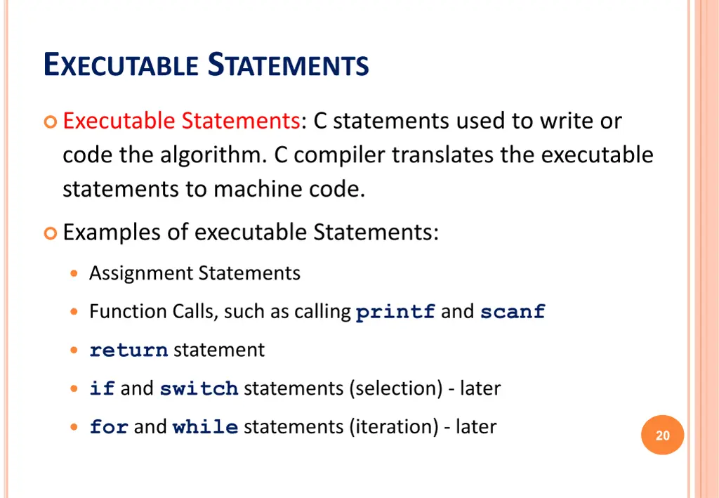 e xecutable s tatements