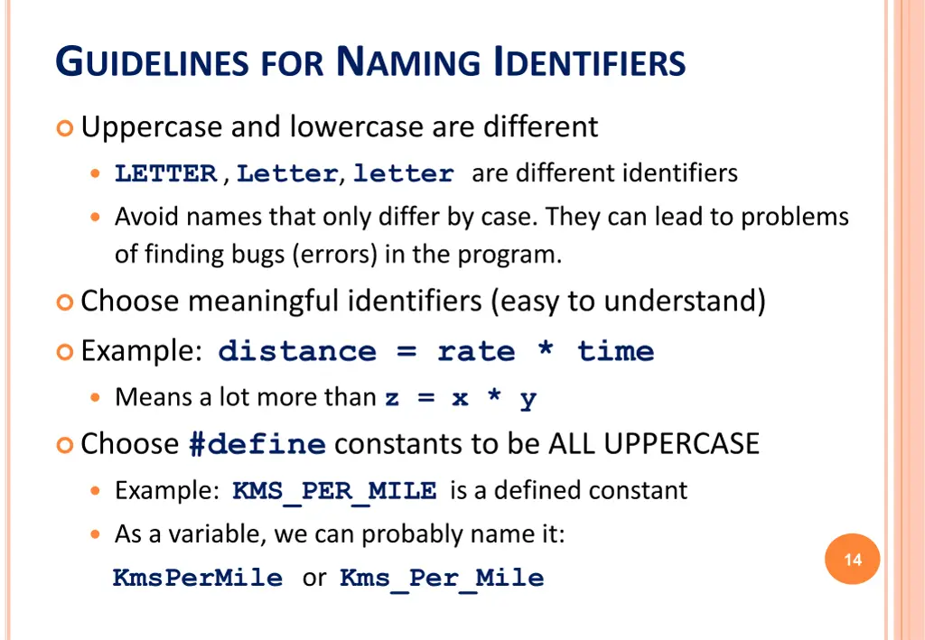 g uidelines for n aming i dentifiers