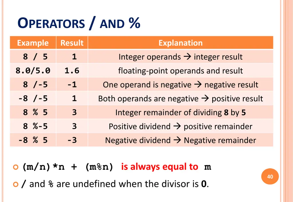 o perators and