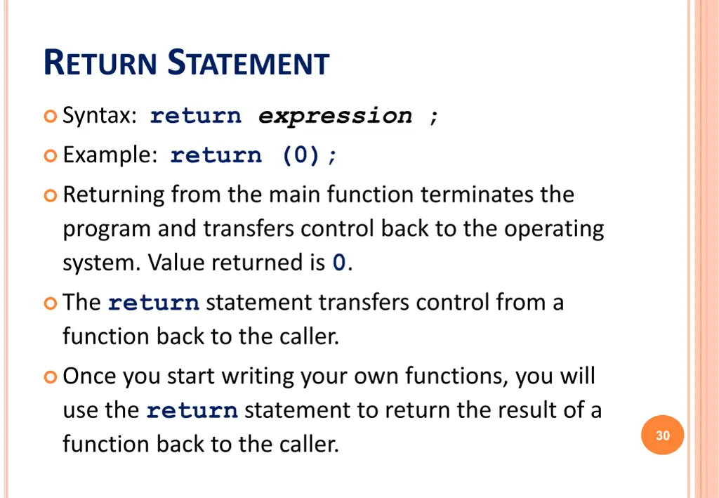 r eturn s tatement