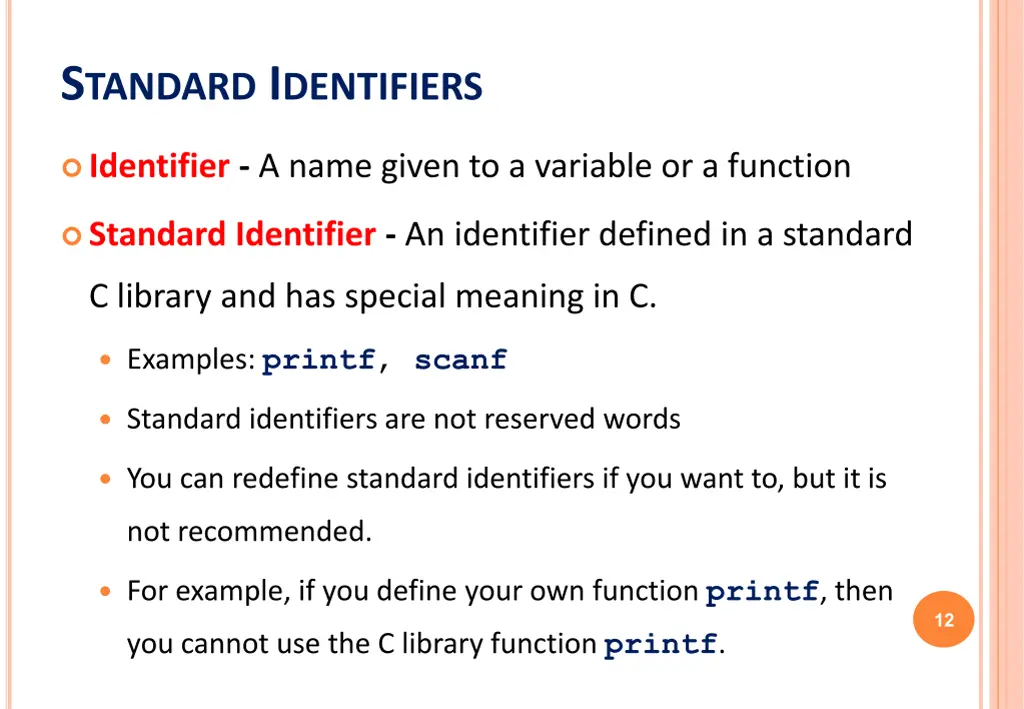 s tandard i dentifiers