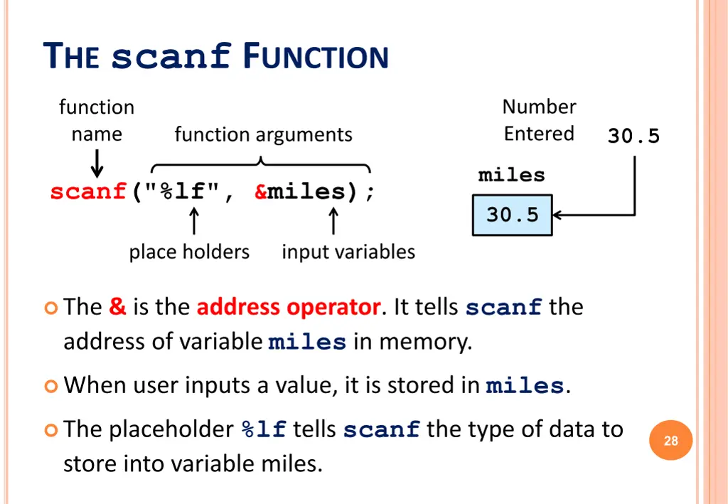 t he scanf f unction