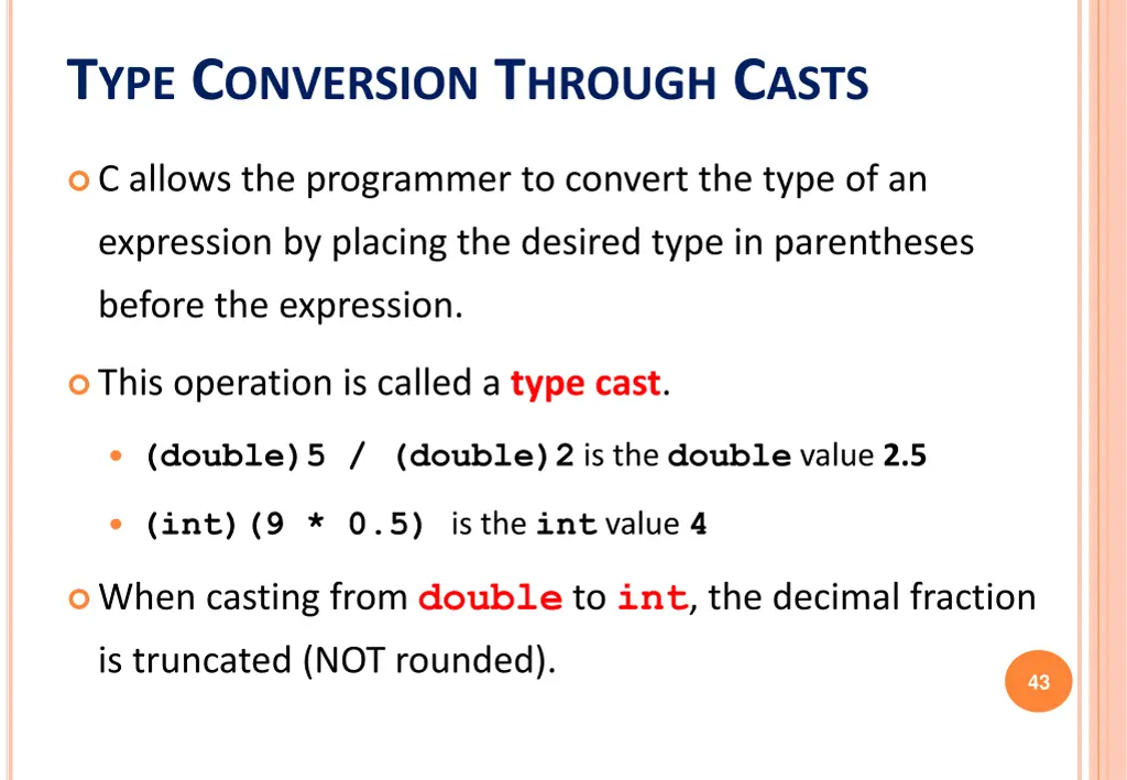 t ype c onversion t hrough c asts