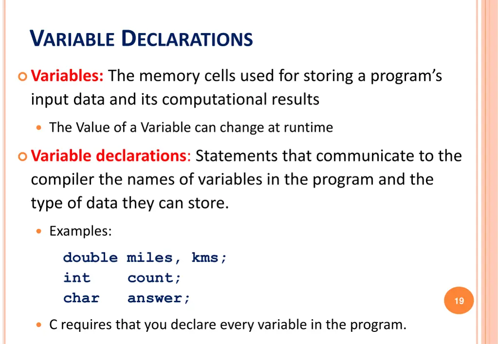v ariable d eclarations