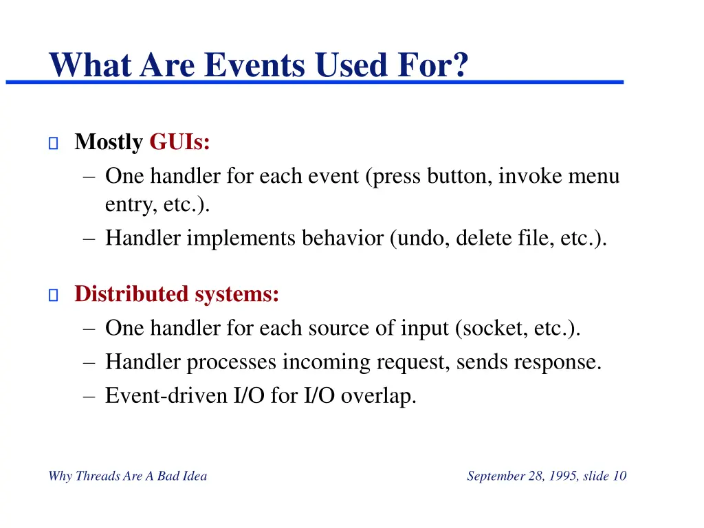 what are events used for