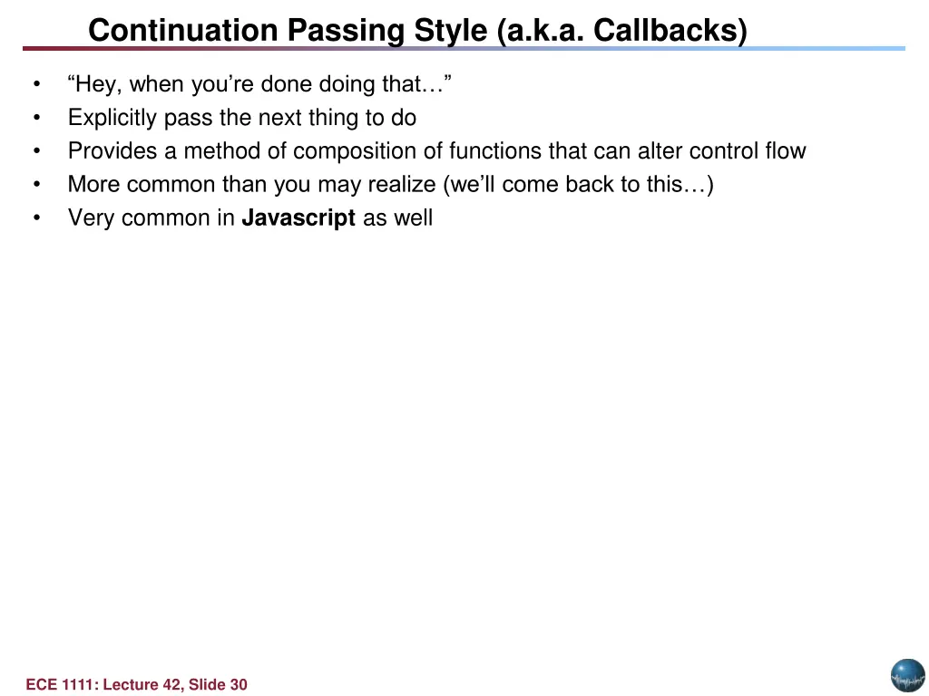 continuation passing style a k a callbacks