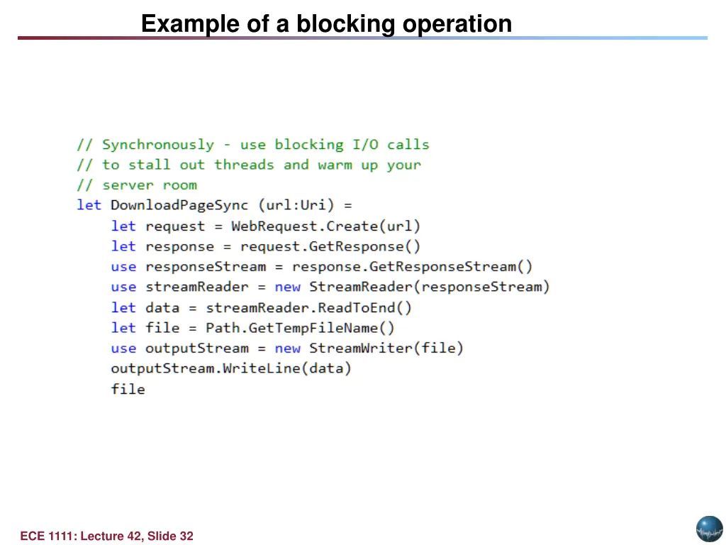 example of a blocking operation