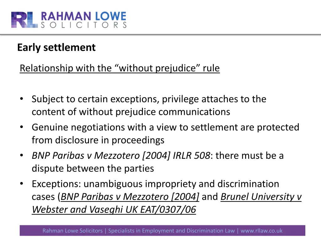 early settlement 1