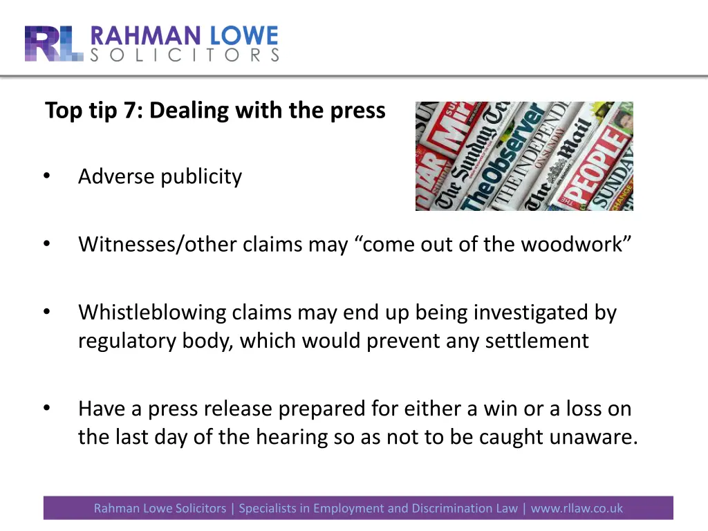 top tip 7 dealing with the press