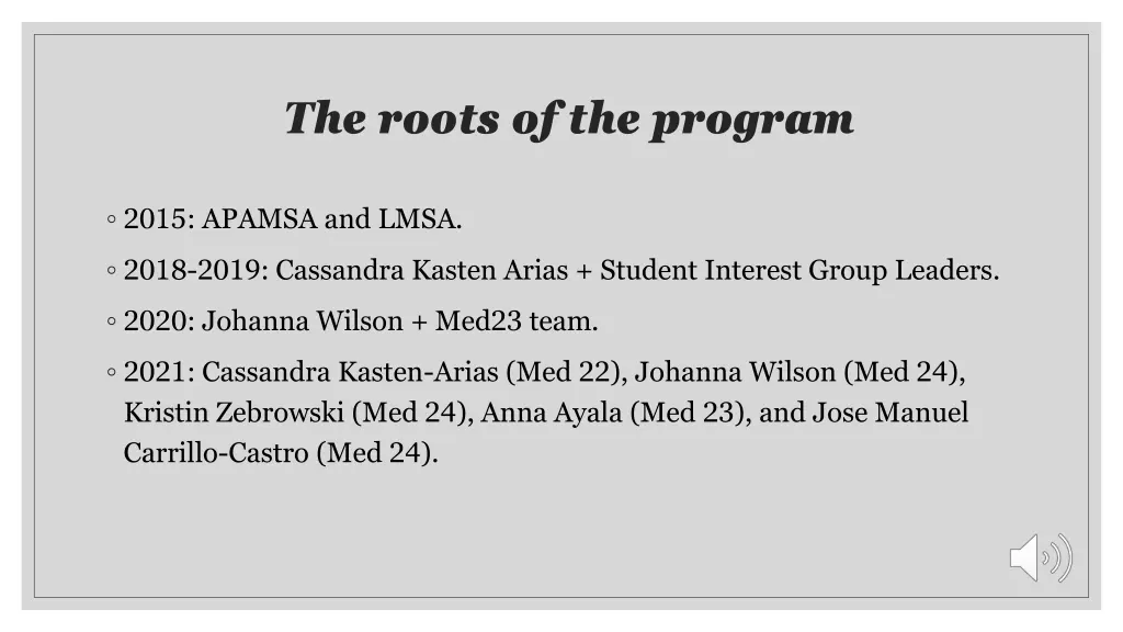 the roots of the program