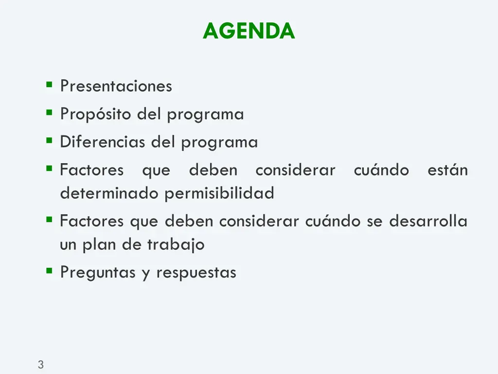 agenda