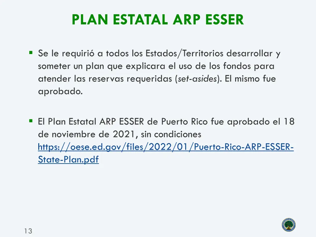 plan estatal arp esser