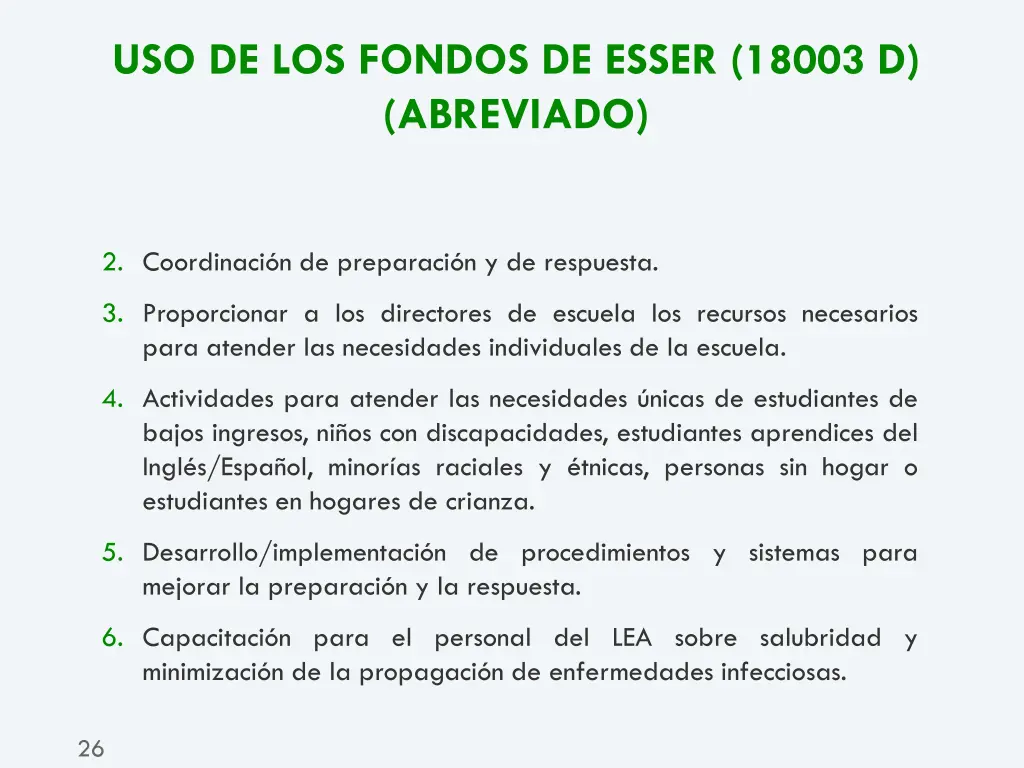 uso de los fondos de esser 18003 d abreviado 3